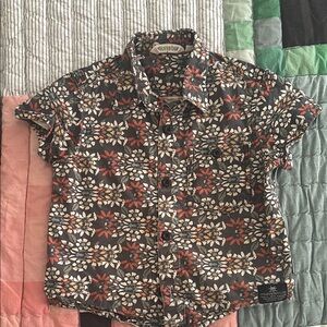 Munster Kids Floral Button Down Shirt - Black and Red